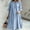 Blue, variant on ZZwxWA Womens Linen Dress Long Sleeve Tiered Flowy Maxi Dresses Shirt Dress Casual Button up Maxi Dress Shift Beach Sundress