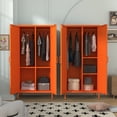 thumbnail image 6 of 67" Industrial Lockable Metal 2-Door Wardrobe Storage Cabinet with Hanging Rod & Adjustable Shelves, Heavy Duty Multipurpose for Bedroom, Garage, Home Office, Orange 67"H X 31.5"W X 18.1"D, 6 of 10