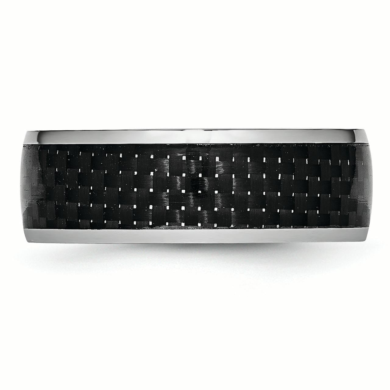 Cobalt Black Carbon Fiber Inlay Polished Band, 8mm