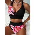 thumbnail image 5 of Eytino Bikinis for Women High Waisted Tummy Control 2 Piece Twist Front Color Block Bathing Suits Beach Summer Swimwear, 5 of 9