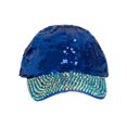 thumbnail image 2 of Womens Sequin Fashion Baseball Cap w/ Full Stoned Bill - Royal/AB Jelly, 2 of 4