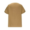 thumbnail image 6 of Short Sleeve Tops for Women Fashion Solid Button Shirt Female V-Neck Loose T-shirt Blouse Beige L, 6 of 9