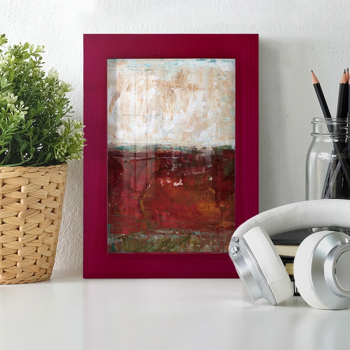 August Horizon II -Framed Print w/glass-Cherry Red