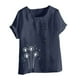 thumbnail image 4 of Vestidos Casuales Para Mujer, Blusas De Mujer De Moda Blusa informal de lino con cuello redondo, manga corta y botones para mujer, 4 of 4