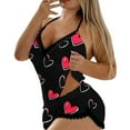 thumbnail image 1 of WEAIXIMIUNG Pyjama en Laine Double Imprimé Col en V en Soie de Lait pour la Saint-Valentin, Ensemble de 2 Pcs, 1 of 6