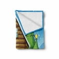 thumbnail image 2 of Log Cabin Soft Flannel Fleece Blanket, Illustration of a Cabin in Winter and Firs with Christmas Ornaments, Cozy Plush for Indoor and Outdoor Use, 60" x 80", Sky Blue and Multicolor, by Ambesonne, 2 of 6