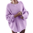 thumbnail image 1 of Aocisk Chandail Tricoté Ample à Col Rond et Épaules Tombantes pour Femmes, Mode Hiver, Violet, TG, 1 of 5