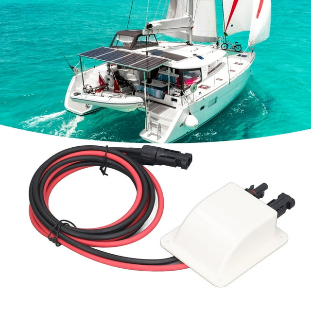 Solar Double Cable Entry Gland, Multiple Protections Low Power Loss RV Solar Entry Housing With 2m 10AWG Extension Cord For Yacht