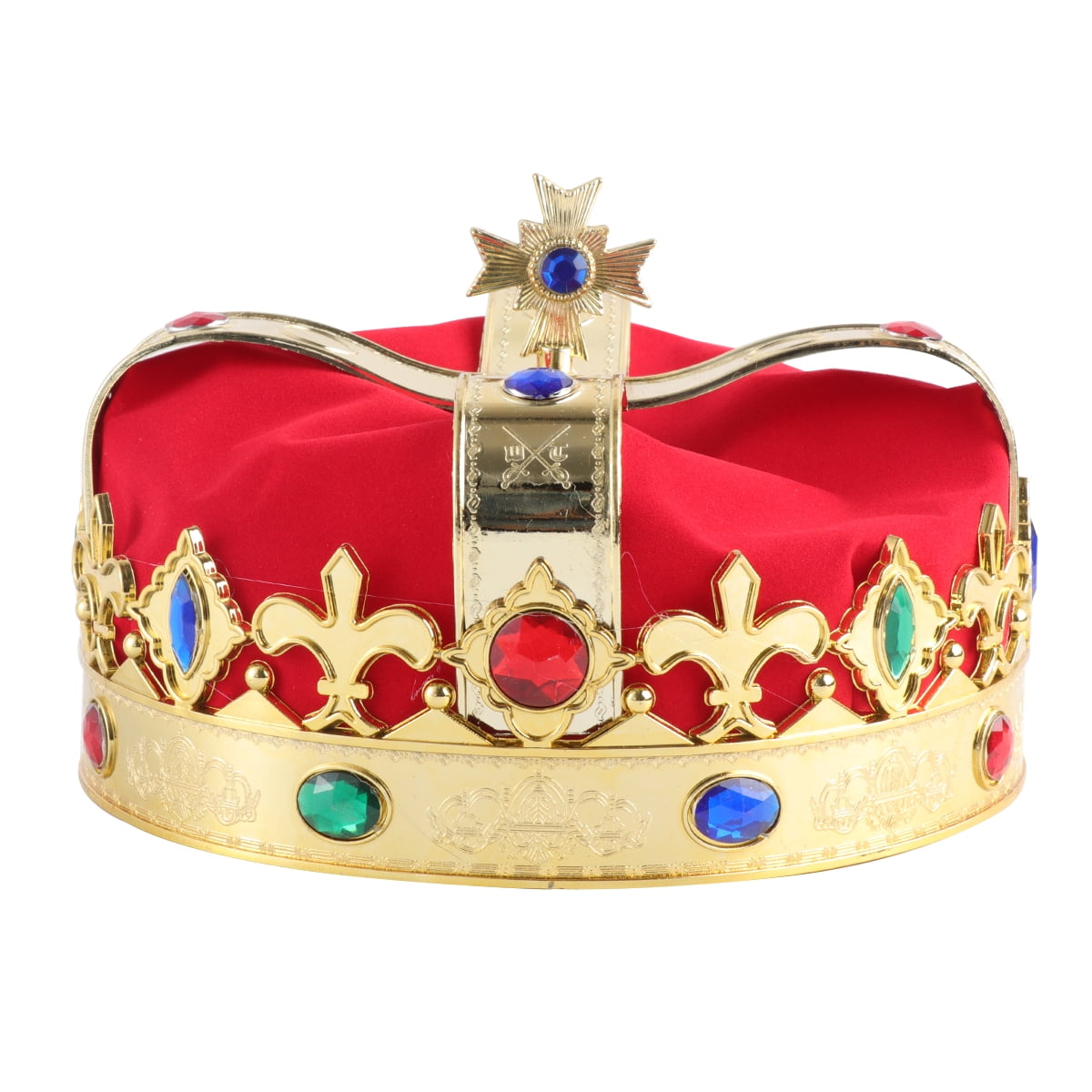 Boys King Crown Kids Velvet Costume Hat Royal Dress Up Kings Halloween Jeweled 