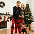 thumbnail image 4 of RUINIXCW Family Christmas Pajamas Matching Set Xmas Jammies Holiday Outfit for Couples Women Men PJS Set Santa Hat Letters Print Sleepwear Loungewear, 4 of 10