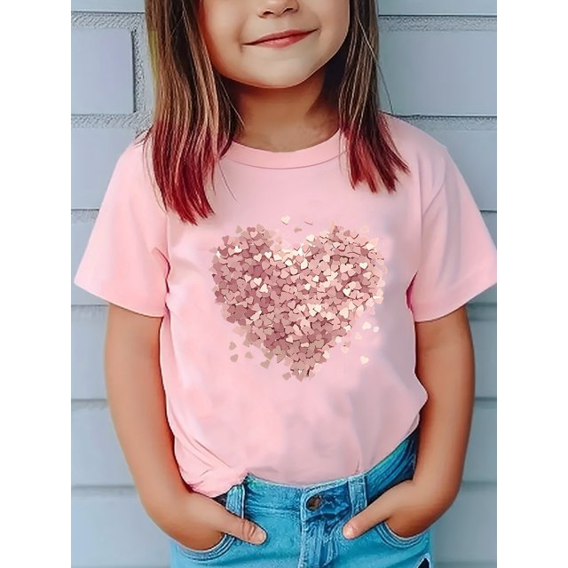Camiseta de algodón con estampado de corazón joven: suave, transpirable, lavable a máquina, informal y elegante, ideal para regalar, imprescindible de verano | Diseño divertido | Ajuste cómodo | Cami