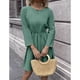 thumbnail image 3 of Vestido De Manga Larga Con Cuello Vestido Con Cinturón De Cintura Alta Vestido Redondo Midi Con Cintura Anudada Vestido Midi De Mujer Round Neck Long Sleeve Dress Polyester ANGGREK Otros, 3 of 7
