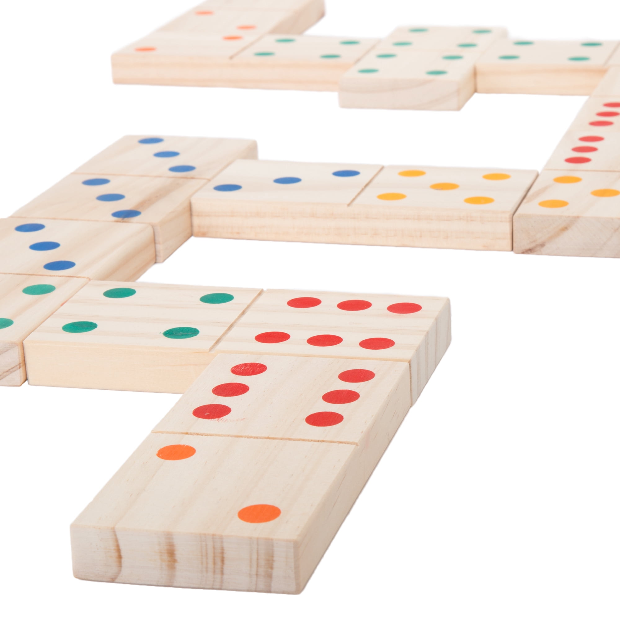 Hey! Play! Giant Wooden Dominoes Set Hand-Crafted Pine Wood Lawn Game, 28 Count