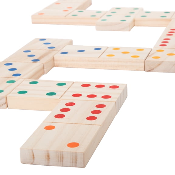 Hey! Play! Giant Wooden Dominoes Set Hand-Crafted Pine Wood Lawn Game, 28 Count