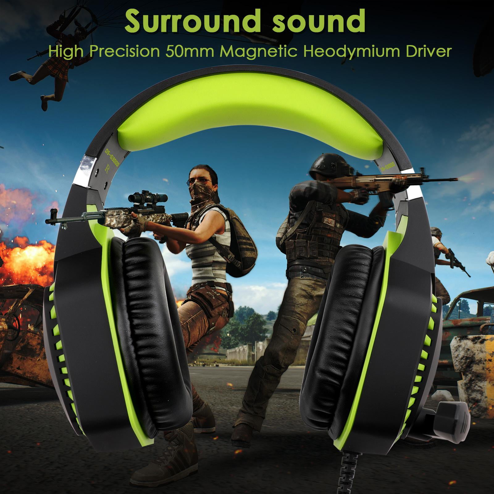 3.5mm Wired Gaming Headphone Good Sound Quality Over-Ear Headset with Microphone Soft Memory Earmuffs