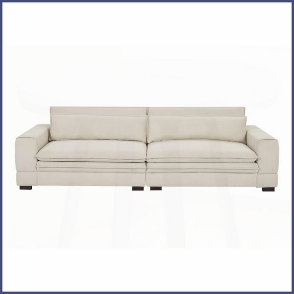 Mid-Century Modern Fabric Sofa - 3-Seater 104.72'' Beige Upholstered Couch for Living Room, Bedroom, Home Office