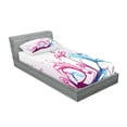 thumbnail image 2 of Ambesonne Nature Fitted Sheet & Pillow Sham Set, Spring Style Design, Twinxl, Lilac Pink Sky Blue, 2 of 2