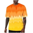 thumbnail image 2 of ZunFeo Mens Printed T-Shirts Yellow Ombre Wave Abstract Design Soft Stretch Fabric Big and Tall S-XXXXXL Crewneck Short Sleeve Summer Streetwear Top,Size M, 2 of 6