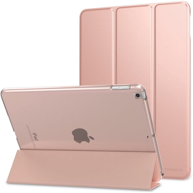 AmPm Case Fit 2018/2017 iPad 9.7 5th / 6th Generation - Slim Lightweight Smart Shell Stand Cover with Translucent Frosted Back Protector Fit Apple iPad 9.7 Inch 2018/2017, Rose Gold (Auto Wake/Sleep)