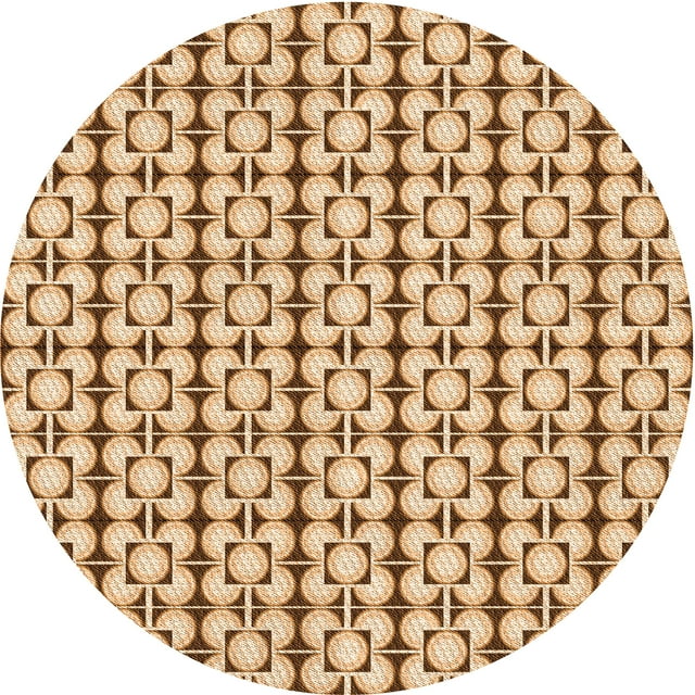Ahgly Company Tapis d'Intérieur Rond Lavable en Machine Rouge Transitionnel, 4 Pieds Rond