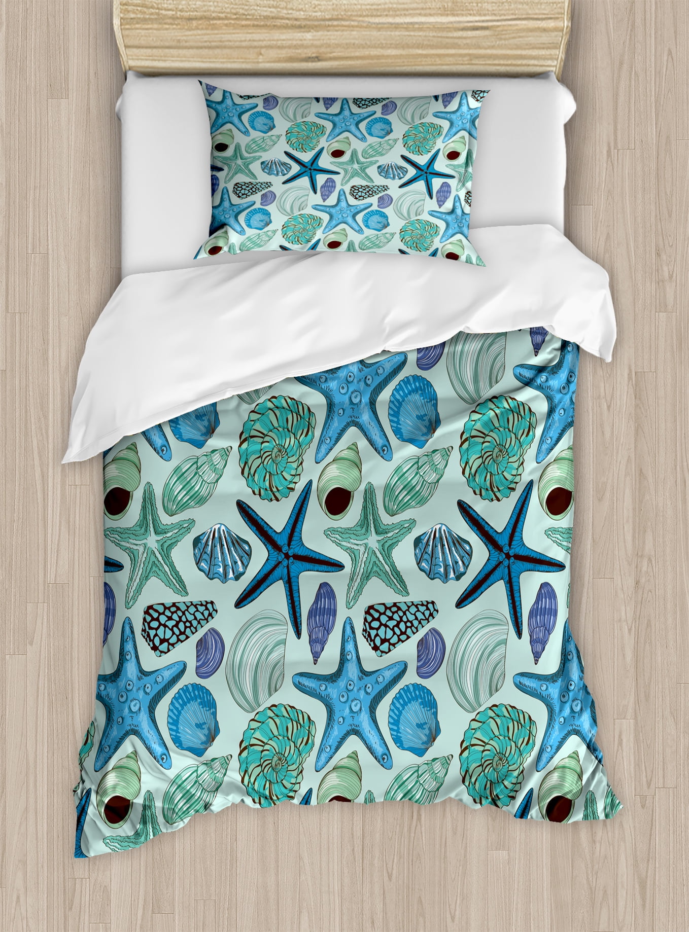 Starfish Duvet Cover Set Aquarium Inspired Composition Tropical Starfish Duvet Cover Set Aquarium Inspired Composition Tropical Seass And Scallops Les Clams Decorative Bedding With Pillow Shams