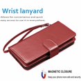 thumbnail image 5 of Wallet Case for iPhone 16e (2025) Wallet Case 6.1" 5G, [9 Card Slots] Luxury PU Leather Credit Holder Carrying Folio Flip [Detachable] Kickstand Magnetic Phone Cover & Lanyard [Wine], 5 of 5