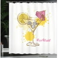thumbnail image 3 of Ambesonne Cocktail Party Shower Curtain, Vodka Martini Lemon, 69"Wx70"L, Yellow Pink Pale Grey, 3 of 4