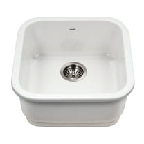 Houzer Platus 19 in White Fireclay Undermount Square Single Bowl Bar Sink - PTB-1919 WH