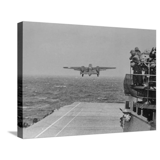Doolittle Raid On Tokyo B 25 Leaves Uss Hornet Transportation Gallery Wrapped Canvas Print Wall Art Walmart Com