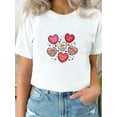 thumbnail image 1 of Women's Christian Valentine's Day T-Shirt, 100%cotton Crew Neck Short Sleeve Tee with Love & Cupid Heart Print, Casual Knit Fabric Top for All Seasons, 1 of 8