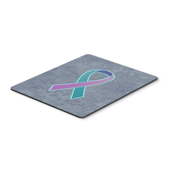 Teal Pink and Blue Ribbon for Thyroid Cancer Awareness Mouse Pad Hot Pad or Trivet