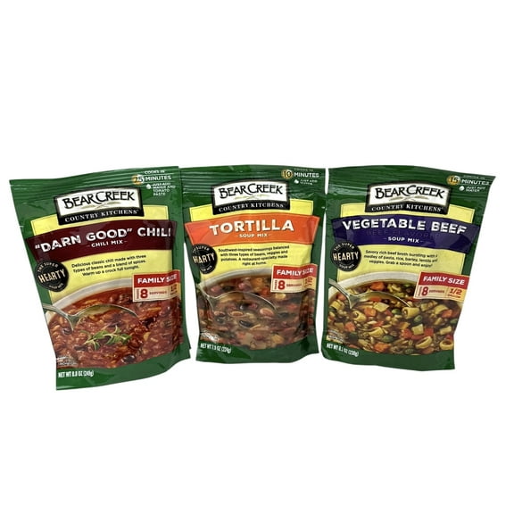Bear Creek Soup Mix Variety 3 pack - Darn good Chili, Vegetable Beef and Tortilla