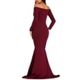 thumbnail image 6 of Ecavus Women's off Shoulder Maternity Dress for Photoshoot Burgundy L, 6 of 7