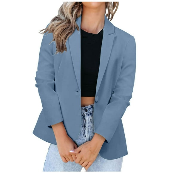 jovati Womens Work Clothes Business Casual Womens Casual Blazer Jackets Suit Long Sleeve Open Front with Button Pockets for Business Office Long Blazer Jackets for Women