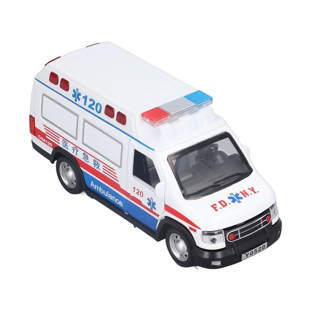 Modelo De Ambulancia De Aleación, Aleación De Modelo De Vehículo De Emergencia Con Luces LED Para Mayores De 3 Años Amonsee No