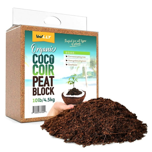 Compressed Coco Coir Block 10 Pounds, Natural Seed Starter with Low EC ...