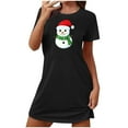 thumbnail image 5 of Sakmal Black Womens Moomoo Nightgown Oversized Christmas Cute Lightweight Mumu Dress Snowmen Print Short Crew Neck Short Sleeve Nightgowns S-2XL, 5 of 5
