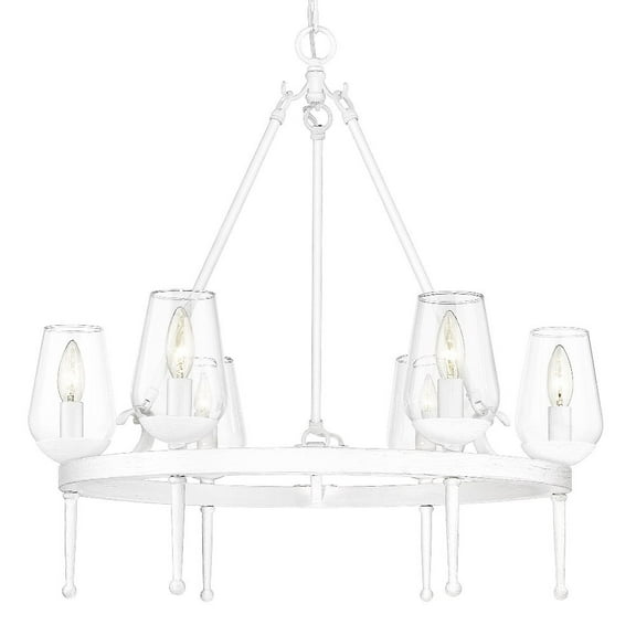 Golden Lighting Regent 6-Light Steel Metal Chandelier in Textured White Plaster