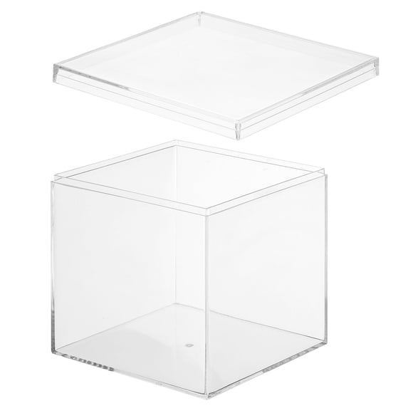 Uxcell Acrylic Box with Lid, Clear Acrylic Display Boxes Plastic Square Cube Containers Storage Organizer 4.72"x4.72"x4.72"