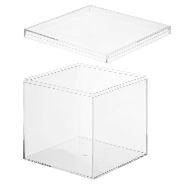 Uxcell Acrylic Box with Lid, Clear Acrylic Display Boxes Plastic Square Cube Containers Storage Organizer 4.72"x4.72"x4.72"