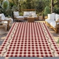 thumbnail image 2 of Western Texas Star Retro Outdoor Rug 4x6 Ft - Reversible Patio Rug Outdoor Camping Rugs, Country Vintage Red Beige Plaid Indoor Outdoor Area Rugs, Non-Slip Outdoor Carpet Runner for Deck/Porch, 2 of 8