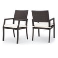 thumbnail image 1 of Pemberly Row Outdoor Dining Chair Set of 2 Contemporary Wicker Brown Fabric, 1 of 10
