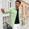 thumbnail image 7 of DPTALR Men's Casual Solid Color Turndown Collar Long Sleeve Shirt with Pockets,Green,Big and Tall Men M, 7 of 7