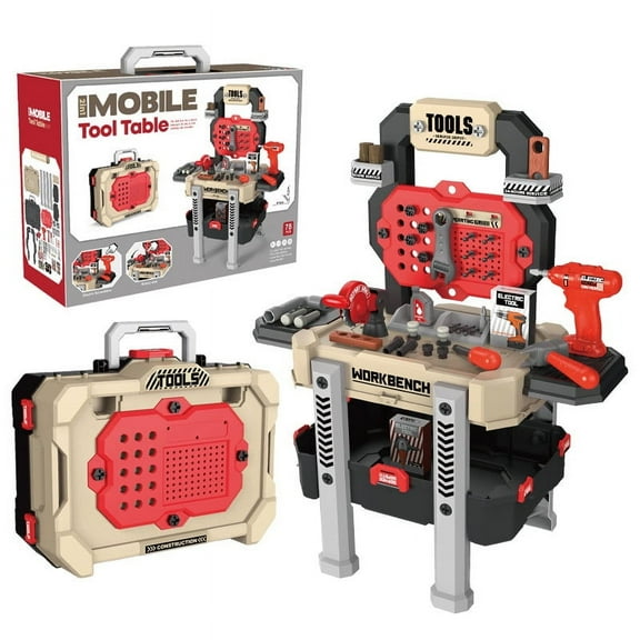 Valessati 78 Piece Tool Set For Kids: Plastic Workbench For Boys & Girls Ages 3 