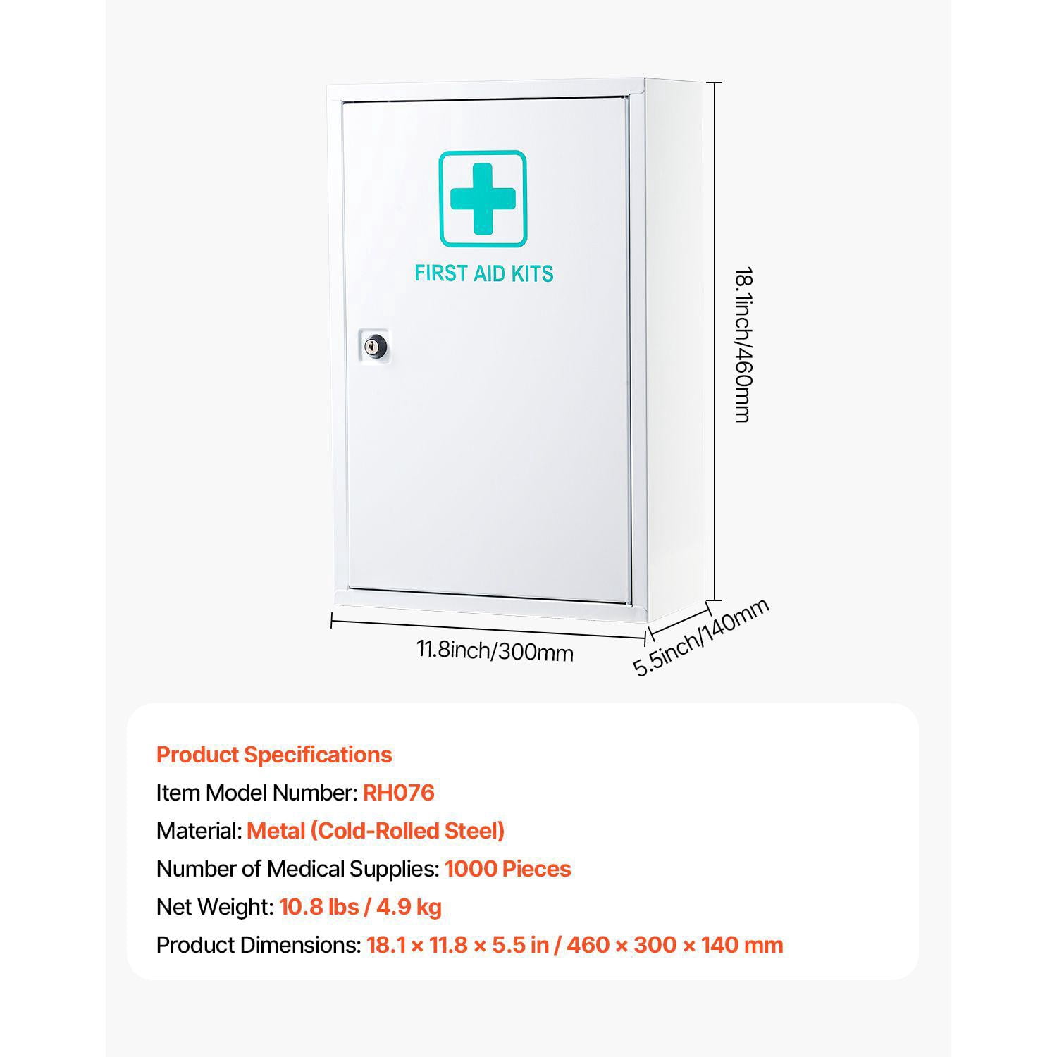 3 Shelf First Aid Cabinet Wall Mounted 1000 Pieces Large Capacity Industrial Emergency Metal Med Box OSHA ANSI 2015 Class A for Business Worksite