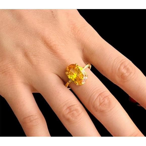 Citrine Ring, Natural Citrine, Solitaire Ring, November Birthstone, 3 Carat Ring, Promise Ring, Oval Ring, Proposal Ring, Solid Silver Ring