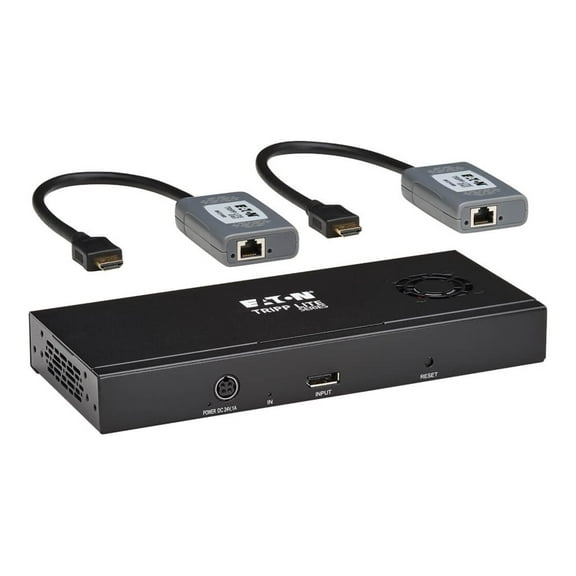 Eaton Tripp Lite Series 2-Port DisplayPort to HDMI Splitter/Extender Kit over Cat6, MST Hub, 8K/4K 60 Hz, DP 1.4, Up to 230 ft. [70 m], TAA (b156e-002-h8k-k)