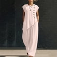 thumbnail image 6 of Cagogo Women's 2 Piece Casual Sets Round Neck Short Sleeve Tshirt Wide Leg Pants Loose Summer Vacation Outfits Solid Boho Lounge Tracksuits Travel Airport Clothes, Pink M, 6 of 6