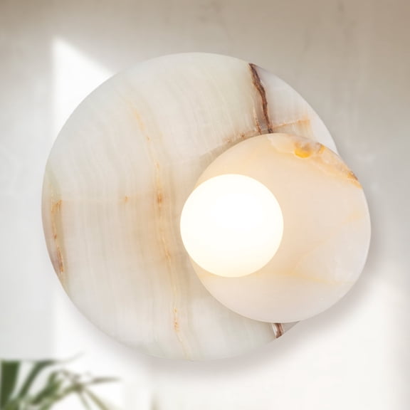 Modern Organic 9.45-Inch White Natural Opaline Onyx Wall-Mounted Sconce for Living Room and Bedroom Wall Lighting
