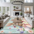thumbnail image 3 of Large Area Rugs for Living Room Bedroom, Easter 6'x9' Rug Washable Carpet Runner Indoor Outdoor, Spring Rabbit Colorful Eggs Flowers Wooden Grain Non Slip Floor Mats Rug for Kitchen, Playroom, 3 of 8